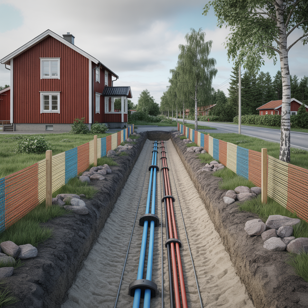ledningsgrav for vatten och el djup avstand och regler