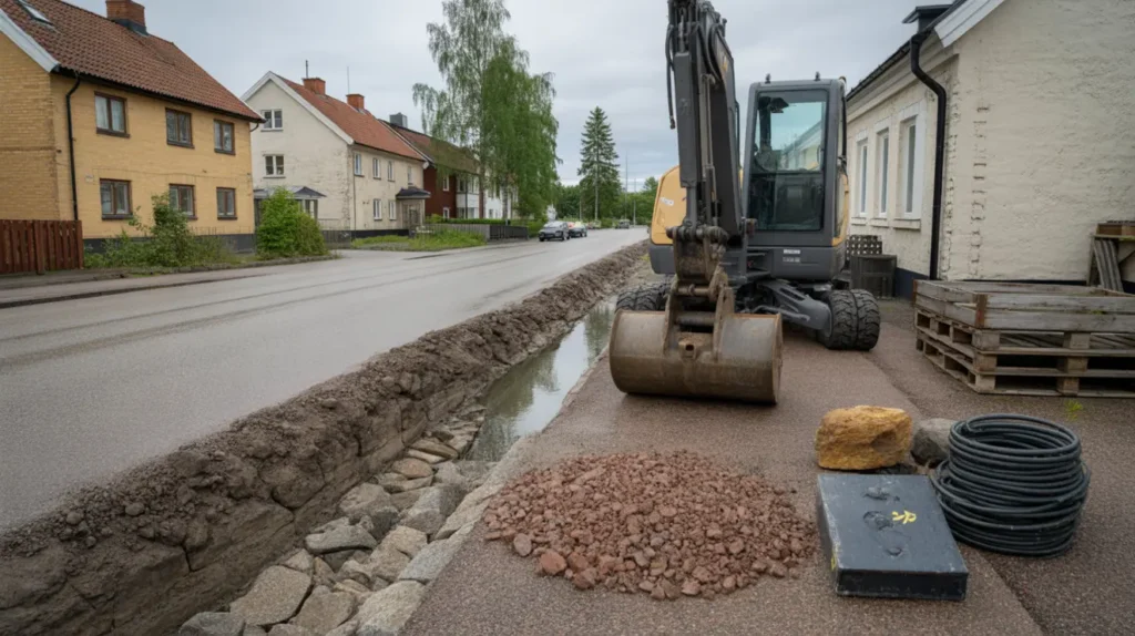 stenspr ckning och bergspr ngning f r ledningsschakt i hageby norrk ping