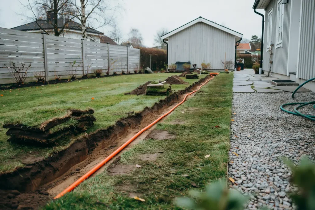 gr va f r fiber p villatomten djup avst nd och smart terst llning av marken